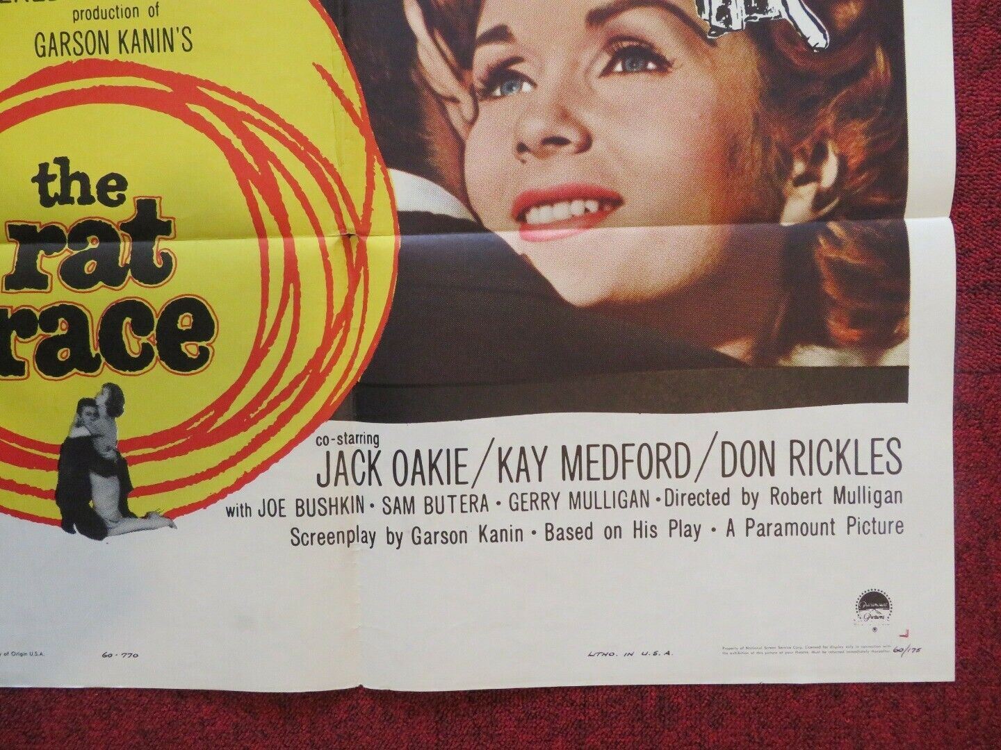 THE RAT RACE FOLDED US ONE SHEET POSTER TONY CURTIS DEBBIE REYNOLDS 1960