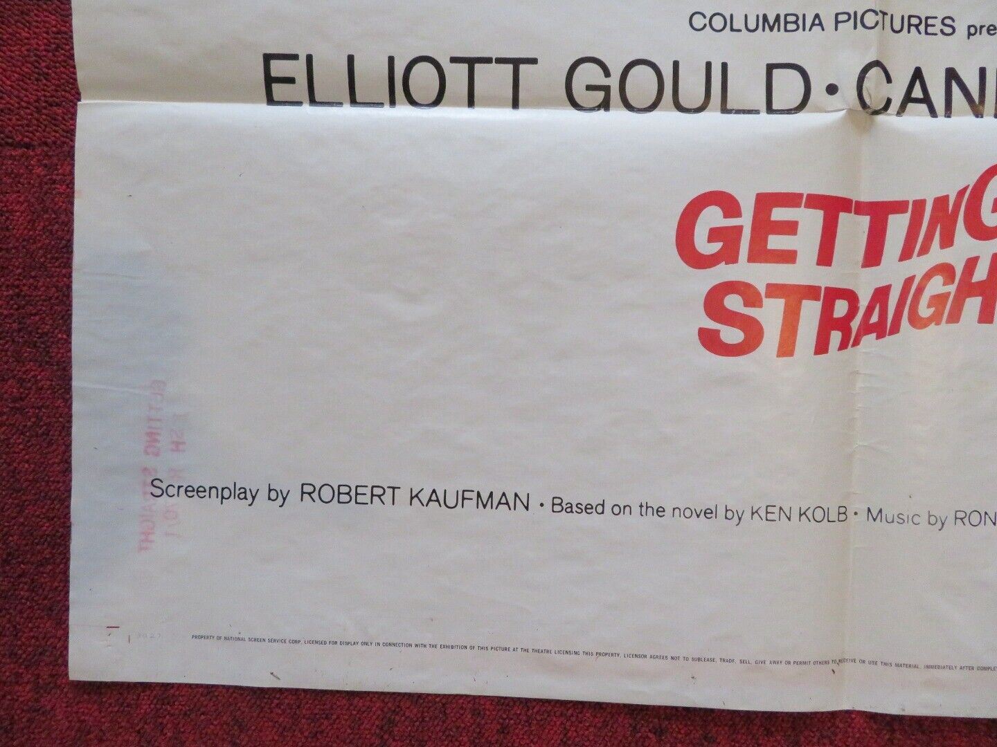 GETTING STRAIGHT  FOLDED US ONE SHEET POSTER ELLIOT GOULD CANDICE BERGEN 1970