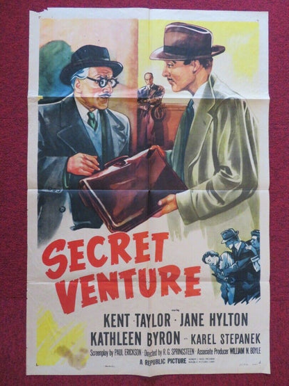 SECRET VENTURE  FOLDED US ONE SHEET POSTER KENT TAYLOR JANE HYLTON 1955