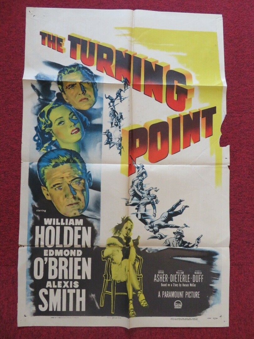 THE TURNING POINT  FOLDED US ONE SHEET POSTER WILLIAM HOLDEN EDMOND O'BRIEN 1952