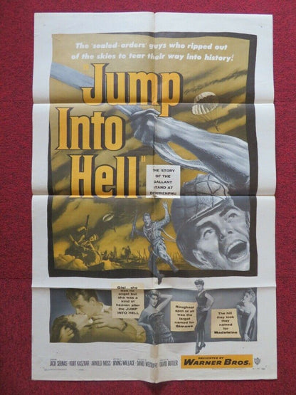 JUMP INTO HELL FOLDED US ONE SHEET POSTER JACQUES SERNAS KURT KASNAR 1955