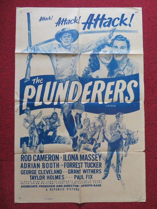 THE PLUNDERERS  FOLDED US ONE SHEET POSTER ROD CAMERON ILONA MASSEY 1948