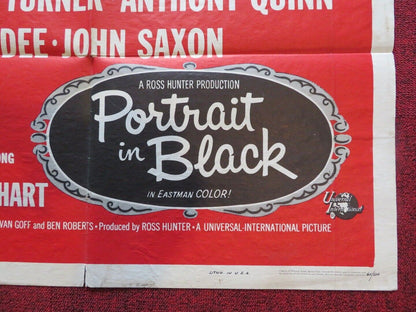 PORTRAIT IN BLACK FOLDED US ONE SHEET POSTER LANA TURNER ANTHONY QUINN 1960