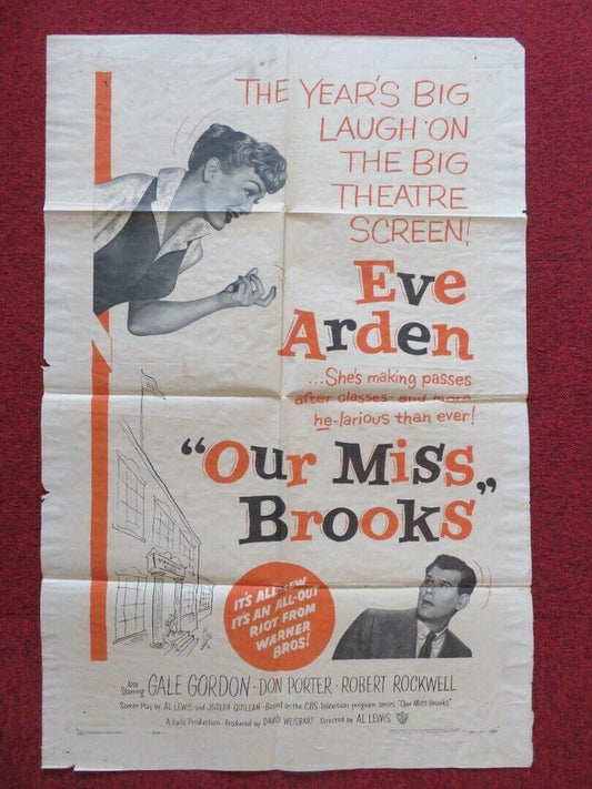 OUR MISS BROOKS FOLDED US ONE SHEET POSTER EVE ARDEN GALE GORDON 1956