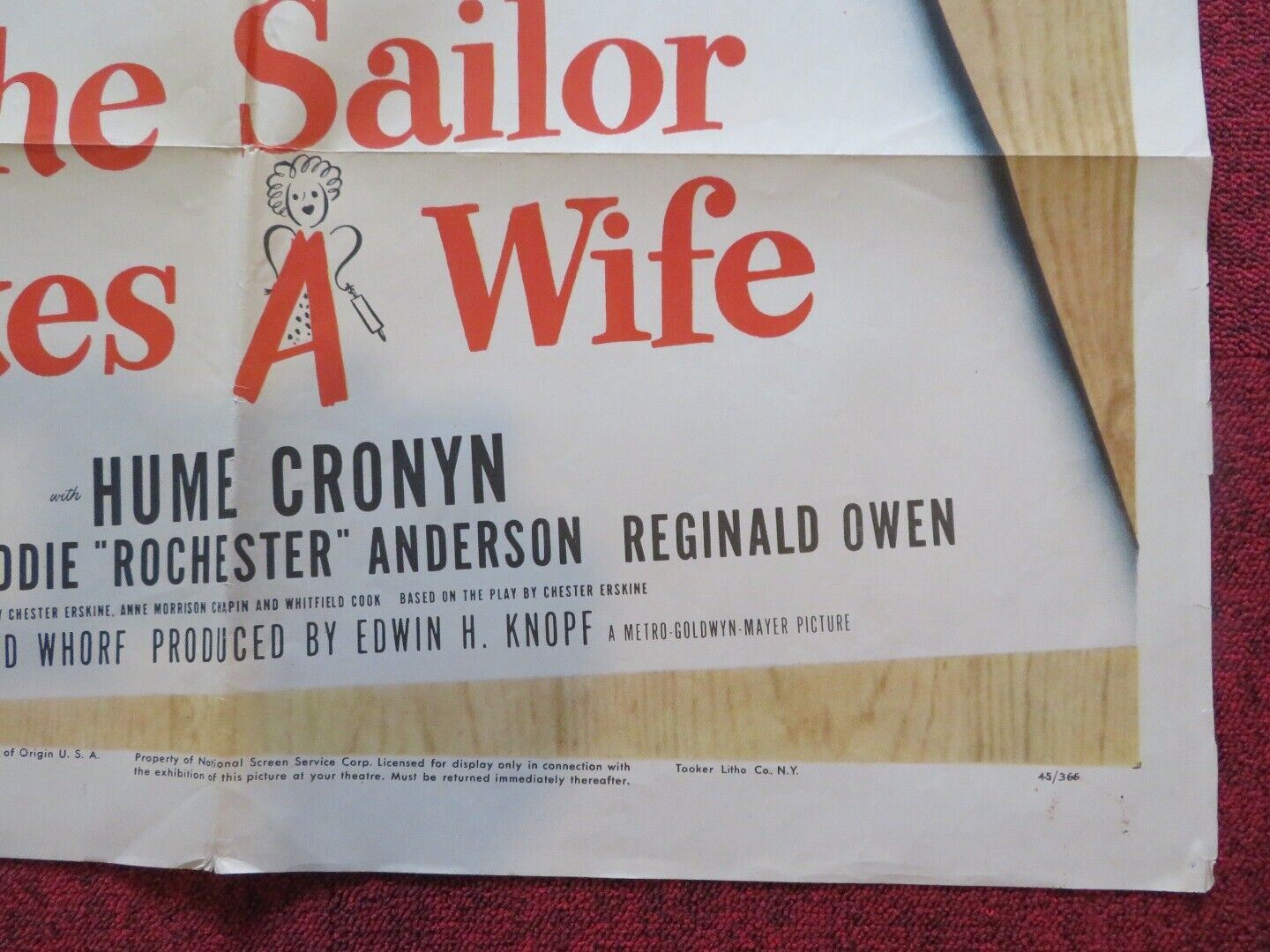 SAILOR TAKES A WIFE  FOLDED US ONE SHEET POSTER ROBERT WALKER JUNE ALLYSON 1945