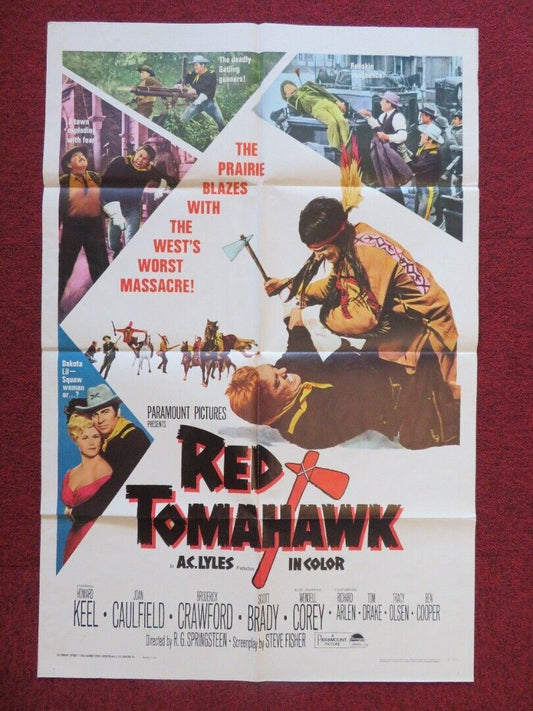 RED TOMAHAWK FOLDED US ONE SHEET POSTER HOWARD KEEL JAON CAULFIELD 1966