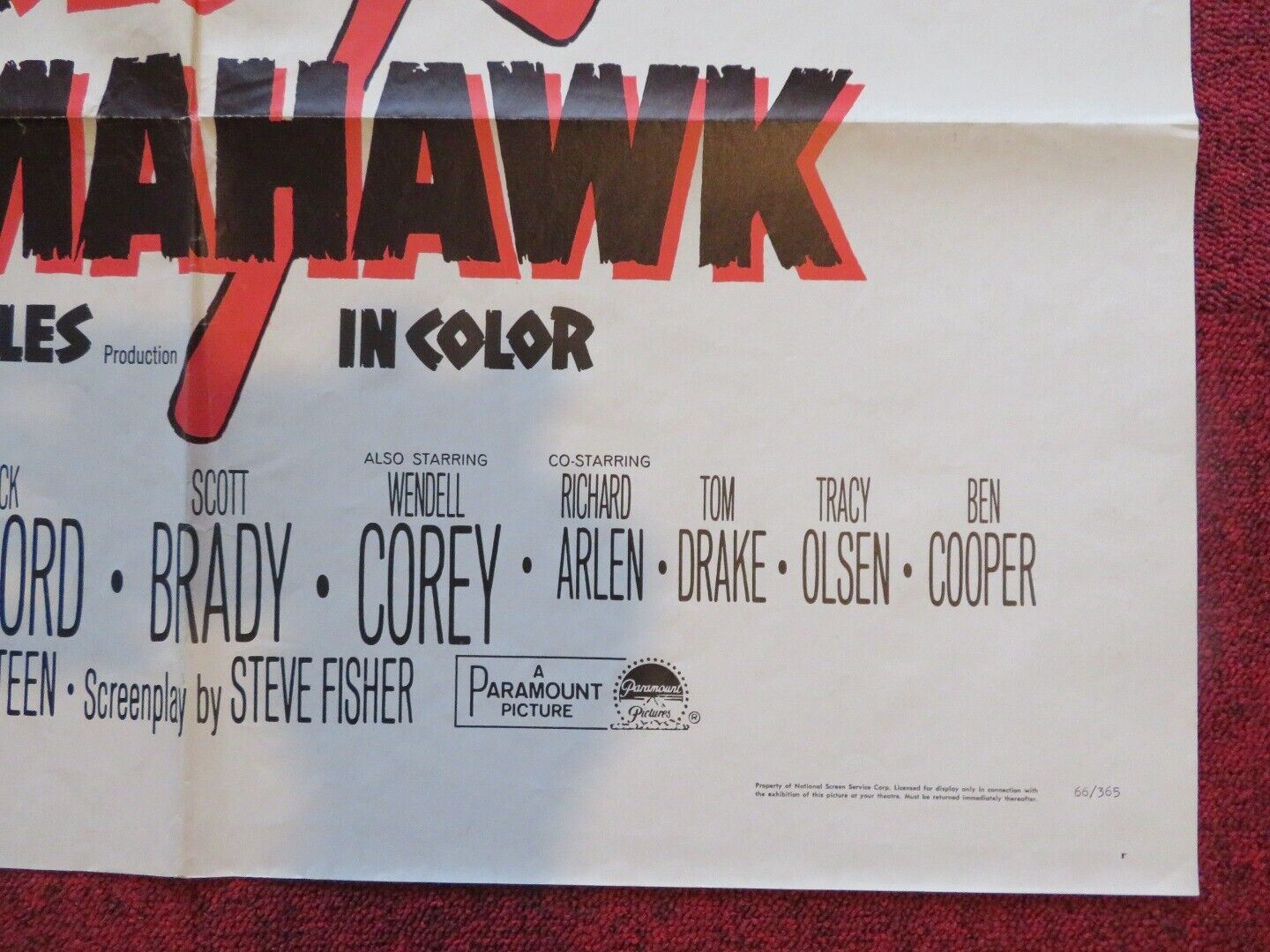 RED TOMAHAWK FOLDED US ONE SHEET POSTER HOWARD KEEL JAON CAULFIELD 1966