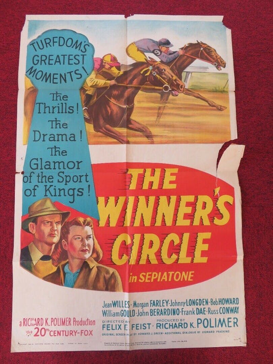 WINNERS CIRCLE  FOLDED US ONE SHEET POSTER JEAN WILLES MORGAN FARLEY 1948