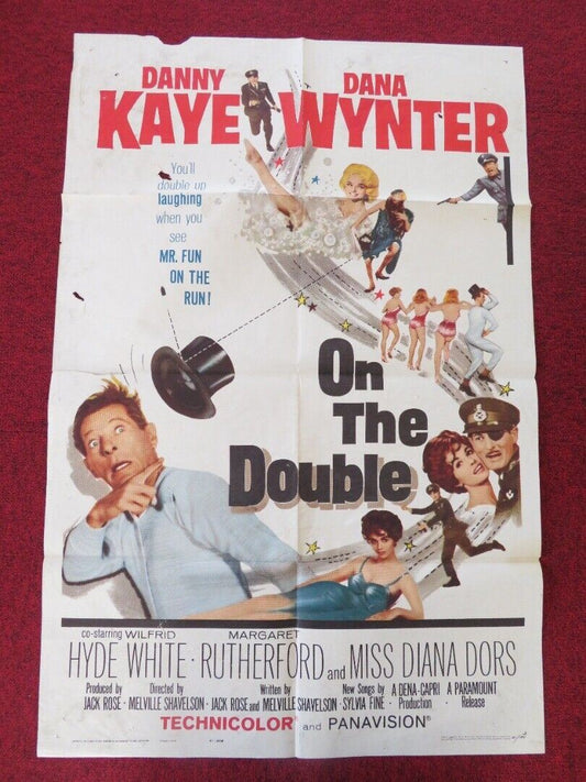 ON THE DOUBLE   FOLDED US ONE SHEET POSTER DANNY KAYNE DANA WYNTER  1961