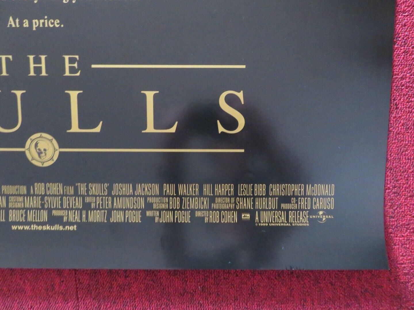 THE SKULLS US ONE SHEET ROLLED POSTER JOSHUA JACKSON PAUL WLAKER 2000