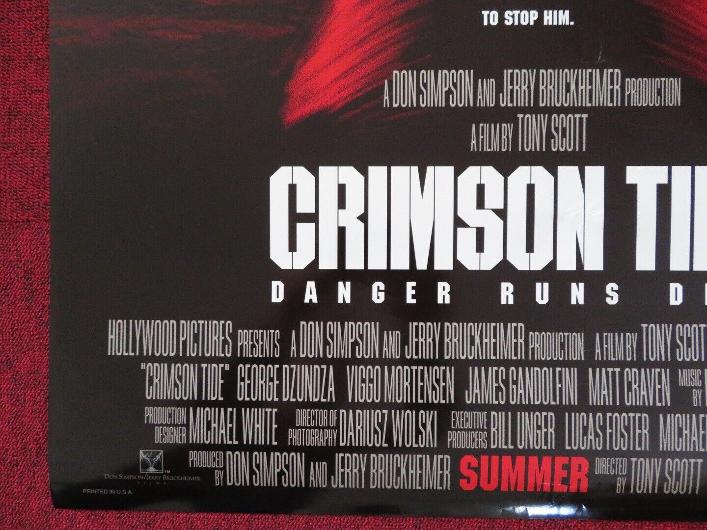 CRIMSON TIDE  US ONE SHEET ROLLED POSTER DENZEL WASHINGTON GENE HACKMAN 1995