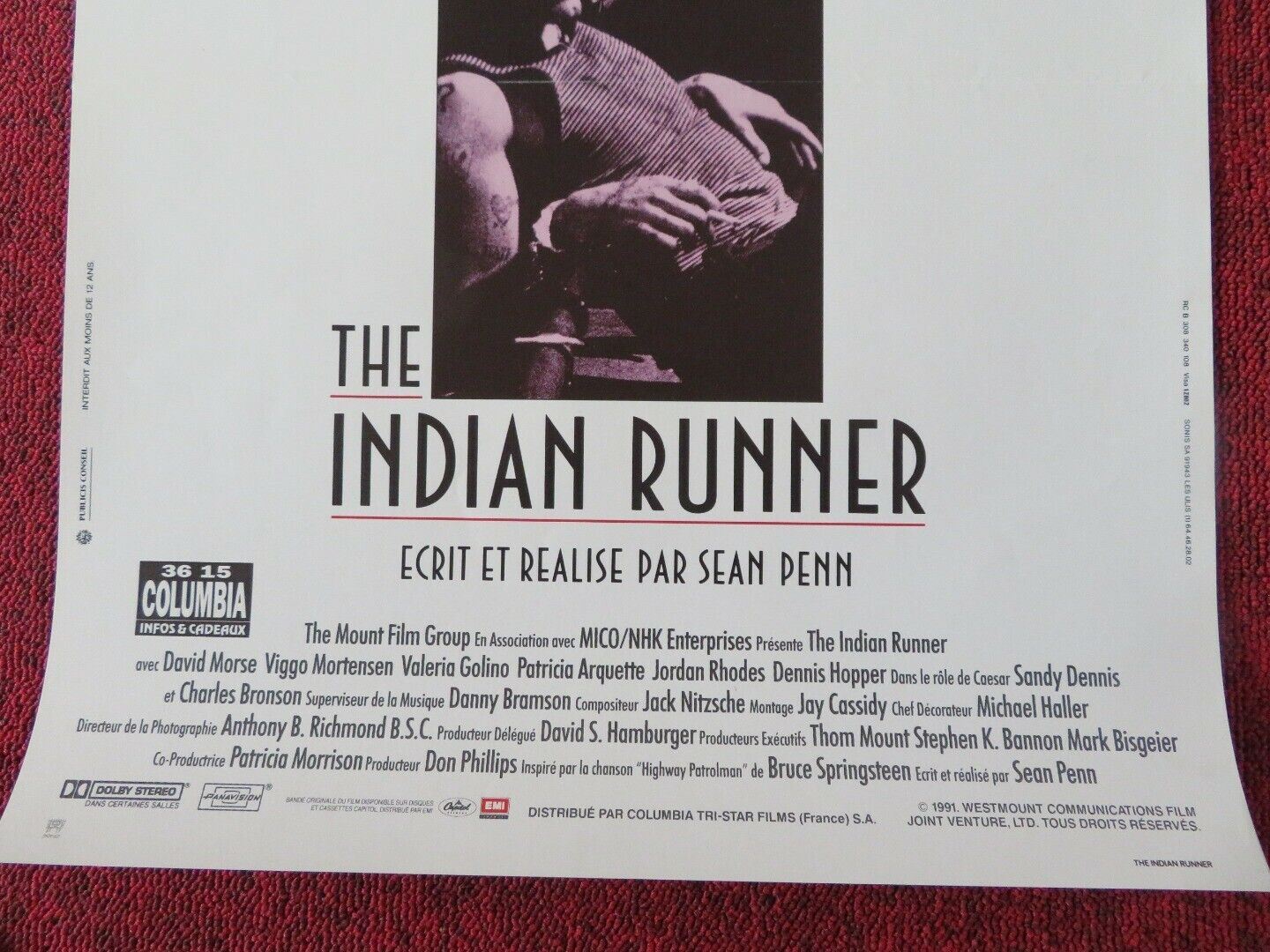 THE INDIAN RUNNER FRENCH (15"x 21") POSTER VIGGO MORTENSEN PATRICIA ARQUETTE '91