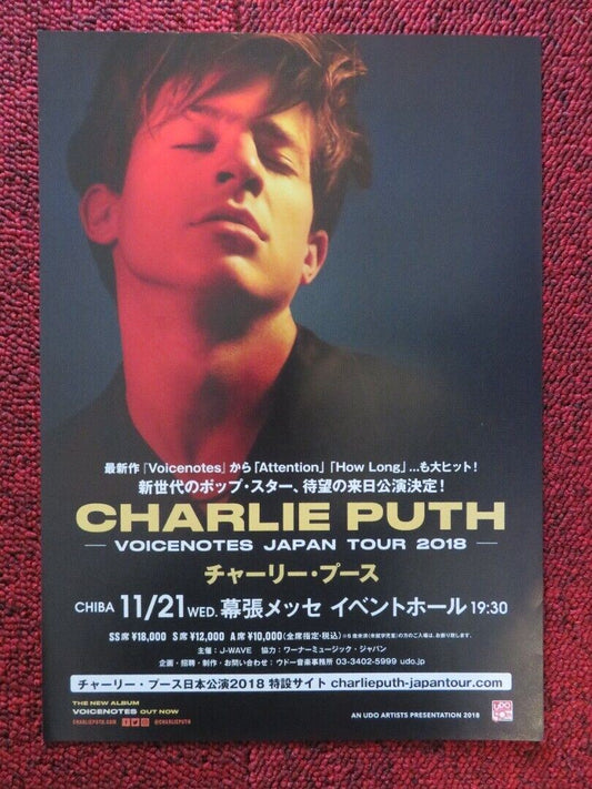 CHARLIE PUTH - VOICENOTES JAPAN TOUR JAPANESE MUSIC TOUR GIG POSTER 2018