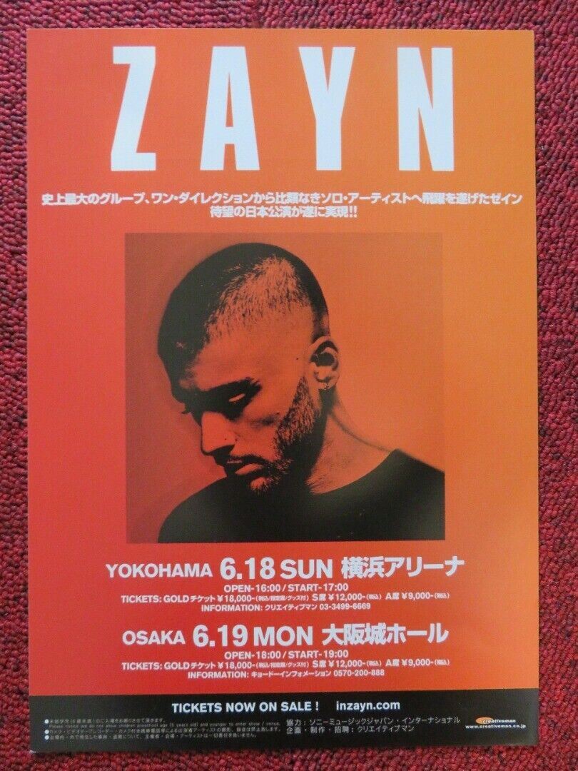 ZAYN - JAPAN TOUR JAPANESE MUSIC TOUR GIG POSTER 2013