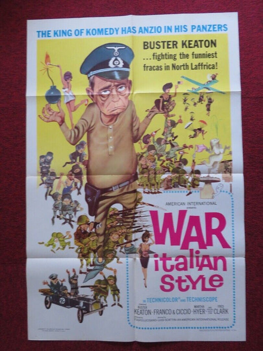 WAR ITALIAN STYLE  FOLDED US ONE SHEET POSTER BUSTER KEATON  FRED CLARK 1966