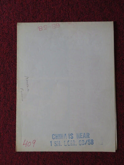 CHINA IS NEAR FOLDED US ONE SHEET POSTER GLAUCO MAURI ELDA TATTOLI 1968