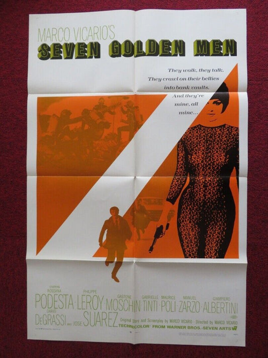 SEVEN GOLDEN MEN FOLDED US ONE SHEET POSTER ROSSANA PODESTA 1968