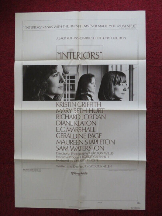 INTERIORS - STYLE B FOLDED US ONE SHEET POSTER WOODY ALLEN DIANE KEATON 1978