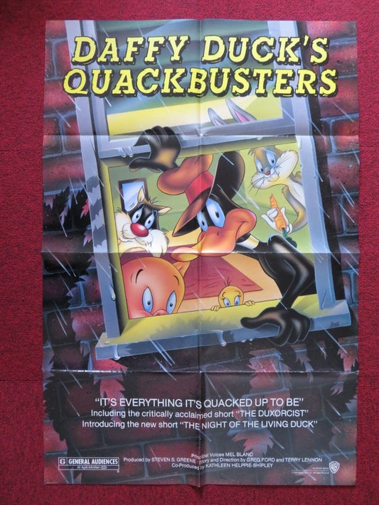 DAFFY DUCK'S QUACKBUSTERS FOLDED US ONE SHEET POSTER MEL BLANC 1988