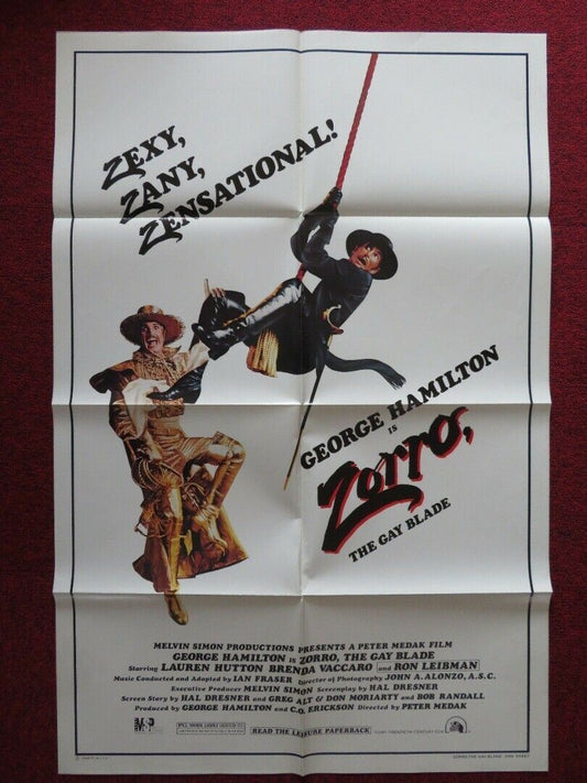 ZORRO, THE GAY BLADE   FOLDED US ONE SHEET POSTER GEORGE H AMILTON 1981