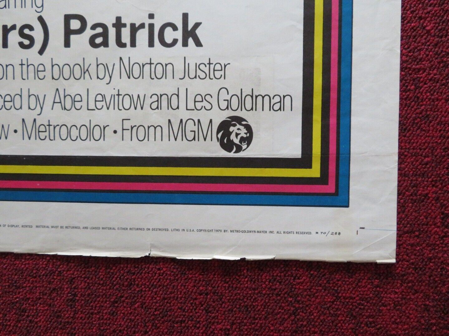 THE PHANTOM TOLLBOOTH  FOLDED US ONE SHEET POSTER NORTON JUSTER 1970