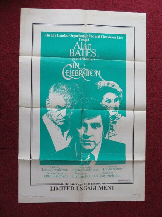 IN CELEBRATION FOLDED US ONE SHEET POSTER ALAN BATES DAVID STOREY 1974