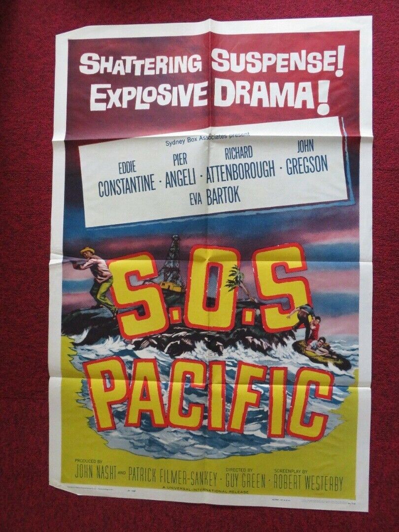 S.O.S PACIFIC FOLDED US ONE SHEET POSTER ROCHARD ATTENBOROUGH PIER ANGELI 1960