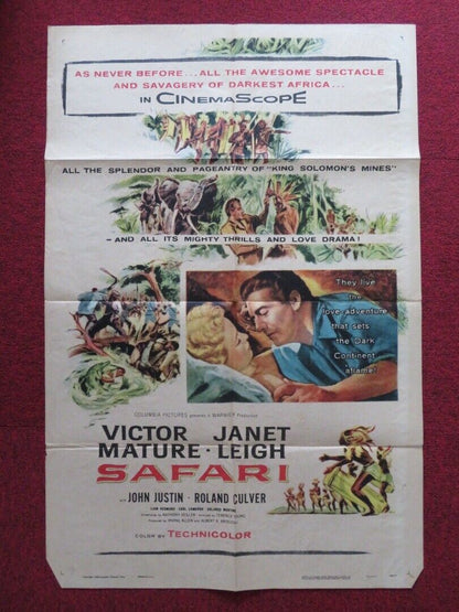 SAFARI  FOLDED US ONE SHEET POSTER JANET LEIGH VICTOR MATURE 1956