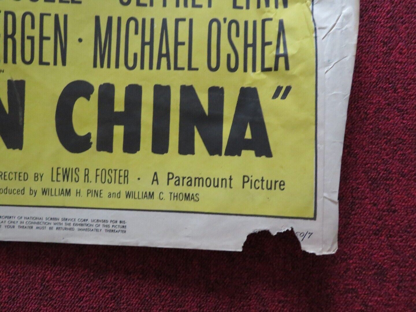 CAPTAIN CHINA FOLDED US ONE SHEET POSTER JOHN PAYNE GAIL RUSSELL 1949