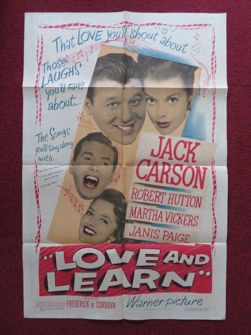 LOVE AND LEARN FOLDED US ONE SHEET POSTER JACK CARSON ROBERT HUTTON 1947