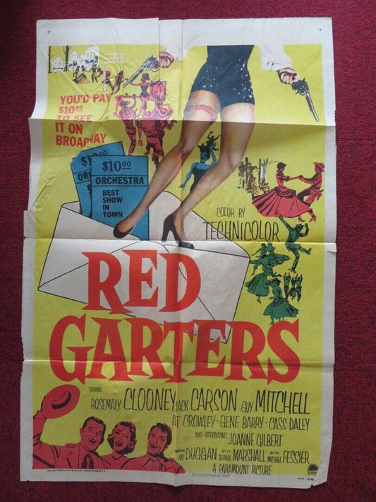 RED GARTERS FOLDED US ONE SHEET POSTER ROSEMARY CLOONEY JACK CARSON 1954