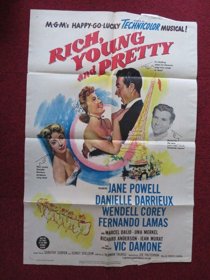 RICH YOUNG AND PRETTY FOLDED US ONE SHEET POSTER DANIELLE DARRIEUX 1951