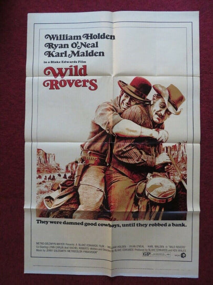 WILD ROVERS FOLDED US ONE SHEET POSTER WILLIAM HOLDEN RYAN O'NEAL 1971