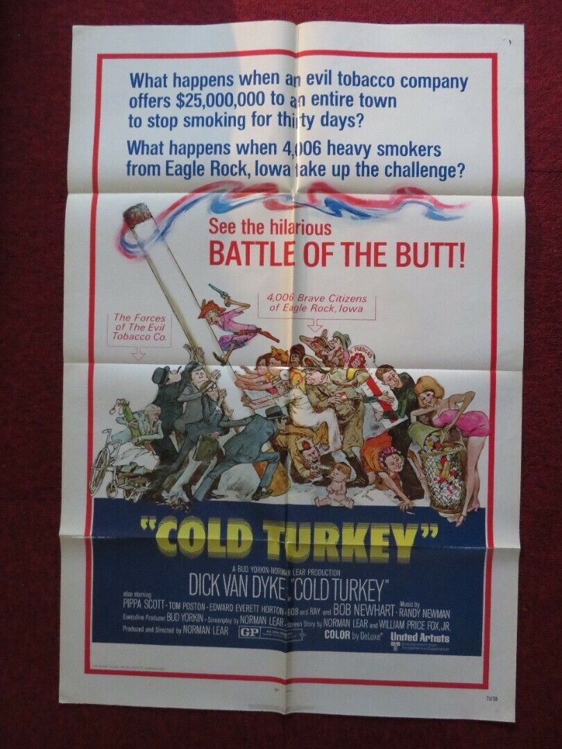 COLD TURKEY FOLDED US ONE SHEET POSTER DICK VAN DYKE PIPPA SCOTT 1971