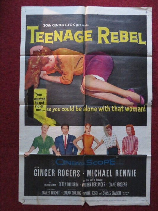 TEENAGE REBEL  FOLDED US ONE SHEET POSTER GINGER ROGERS MICHAEL RENNIE 1656