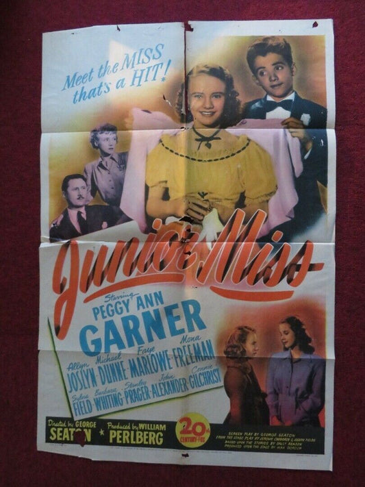 JUNIOR MISS FOLDED US ONE SHEET POSTER PEGGY ANN GARNER STEPHEN DUNNE 1945