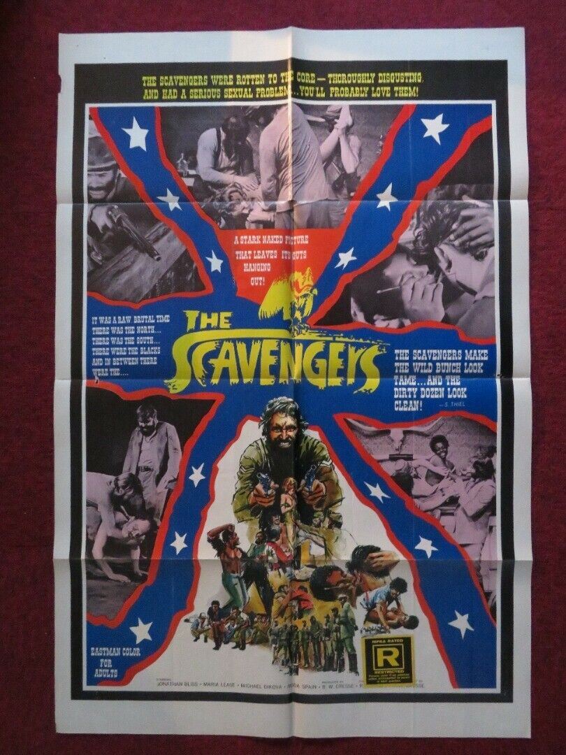 THE SCAVENGERS FOLDED US ONE SHEET POSTER VINCE EDWARDS CAROL OHMART 1959