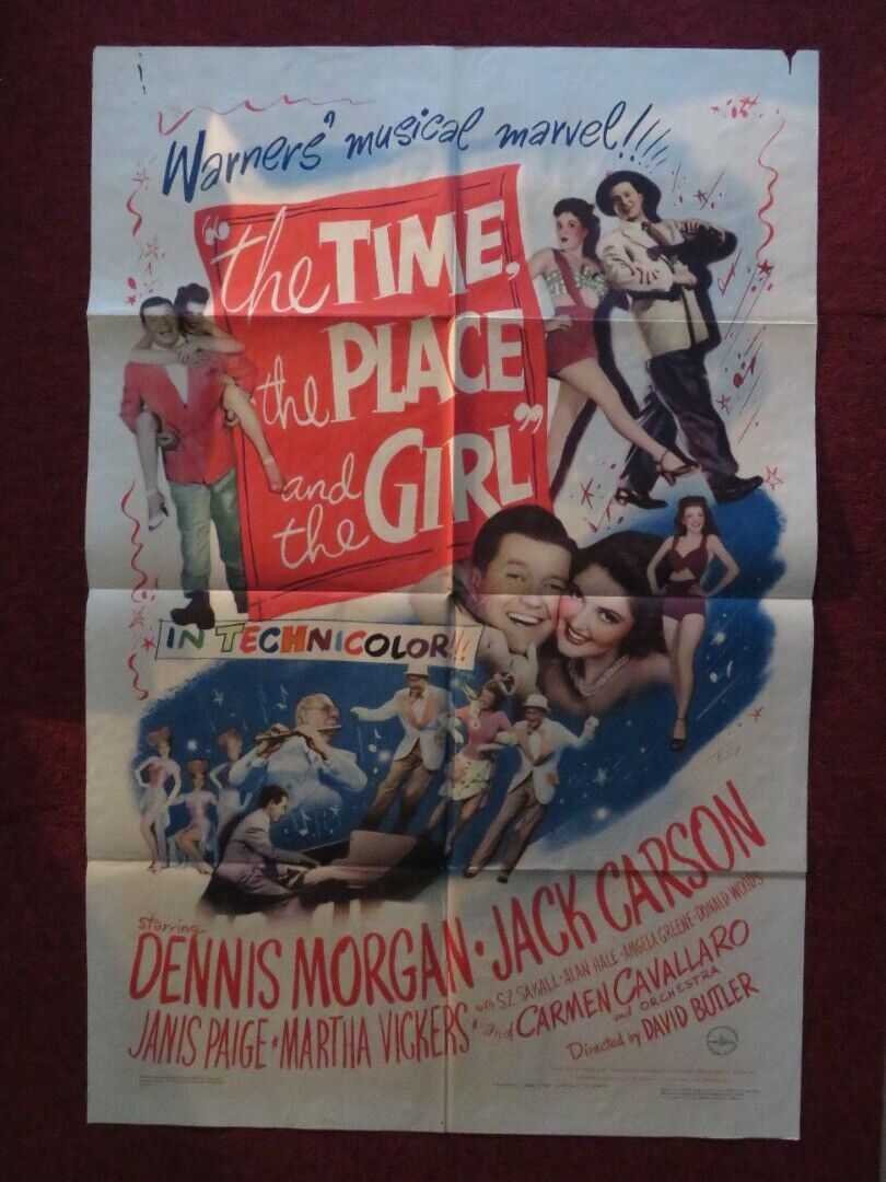 THE TIME THE PLACE AND THE GIRL FOLDED US ONE SHEET POSTER DENNIS MORGAN 1946