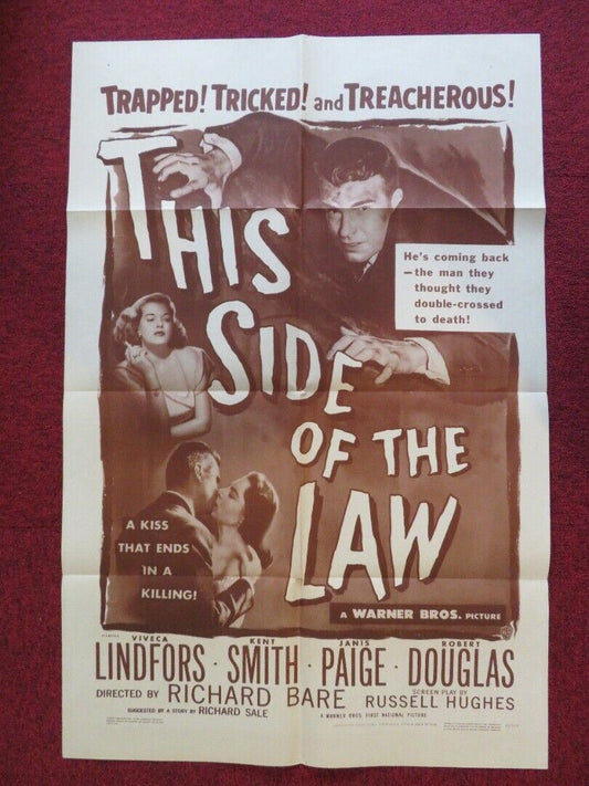 THIS SIDE OF THE LAW FOLDED US ONE SHEET POSTER VIVECA LINDFORS KENT SMITH 1950