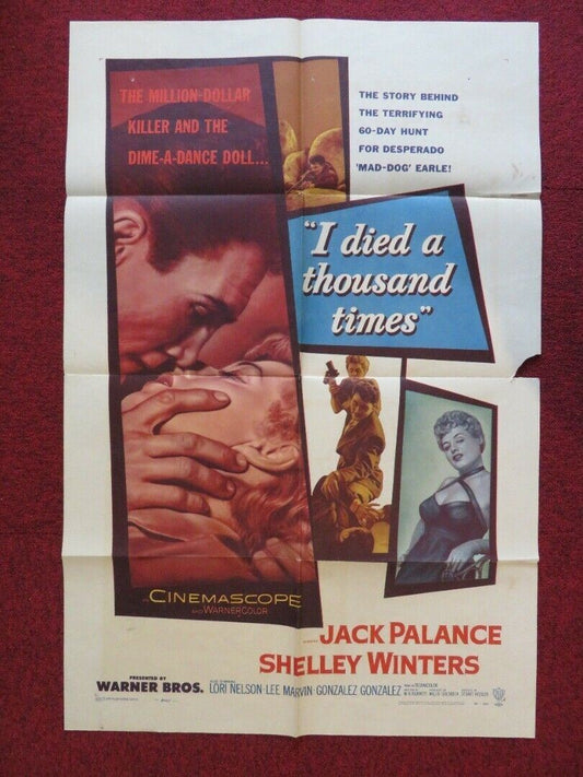 I DIED A THOUSDAND TIMES FOLDED US ONE SHEET POSTER JACK PALLANCE 1955