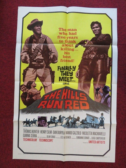 HILLS RUN RED FOLDED US ONE SHEET POSTER THOMAS HUNTER HENRY SILVA 1967