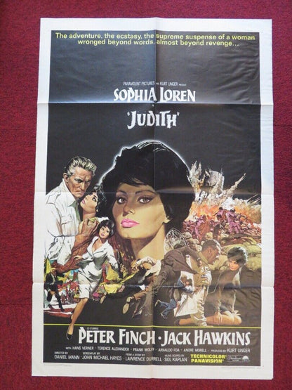 JUDITH FOLDED US ONE SHEET POSTER SOPHIA LOREN PETER FINCH 1966