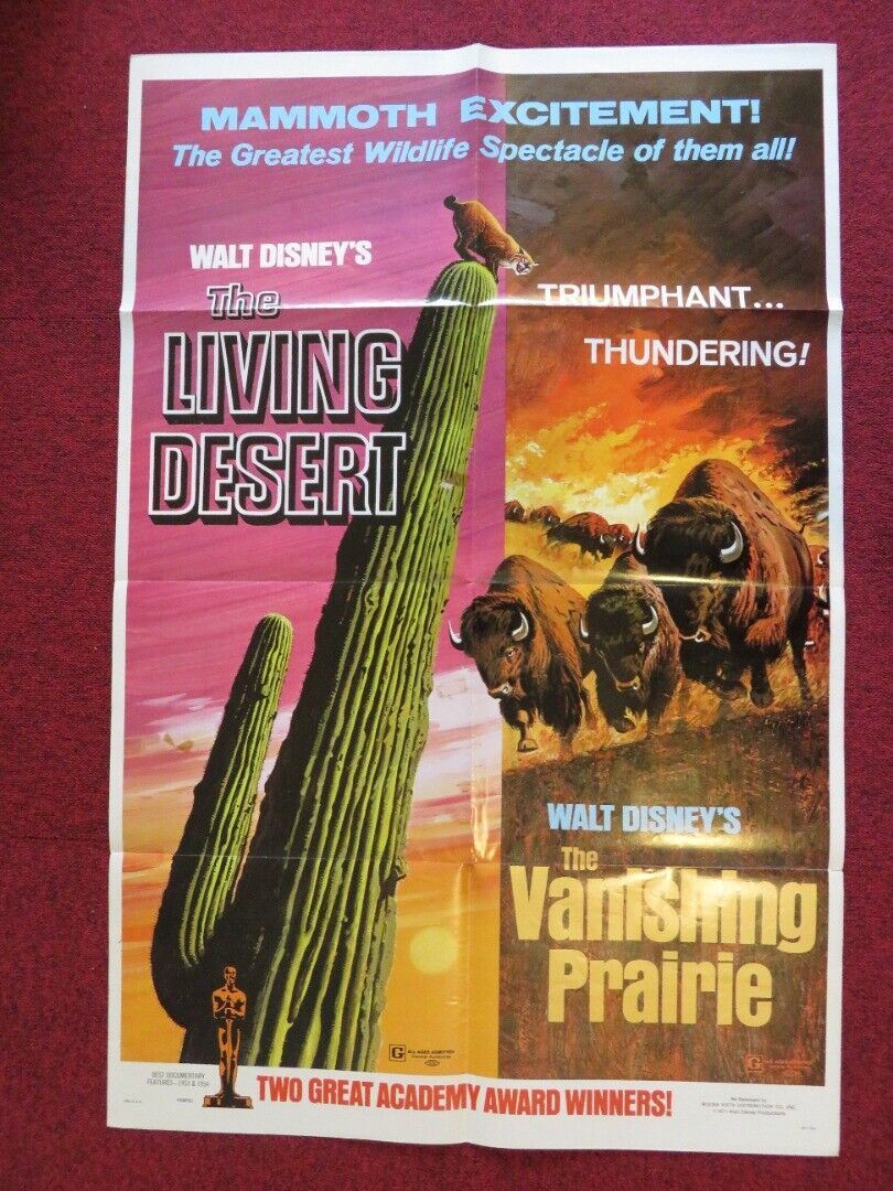 THE LIVING DESERT / THE VANISHING PRAIRIE COMBO FOLDED US ONE SHEET POSTER 1971