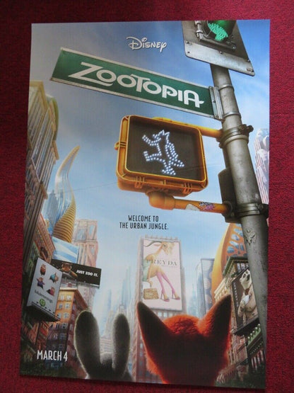 ZOOTOPIA US ONE SHEET ROLLED POSTER DISNEY GINNIFER GOODWIN JASON BATEMAN 2016