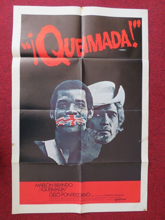 BURN SPANISH ONE SHEET FOLDED POSTER MARLON BRANDO EVARISTO MARQUEZ 1970