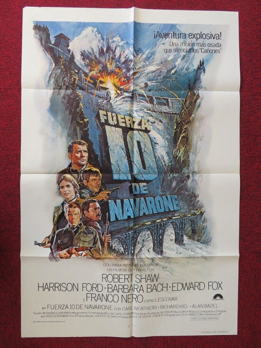 FORCE 10 FROM NAVARONE SPANISH ONE SHEET FOLDED POSTER HARRISON FORD ROBERT SHAW