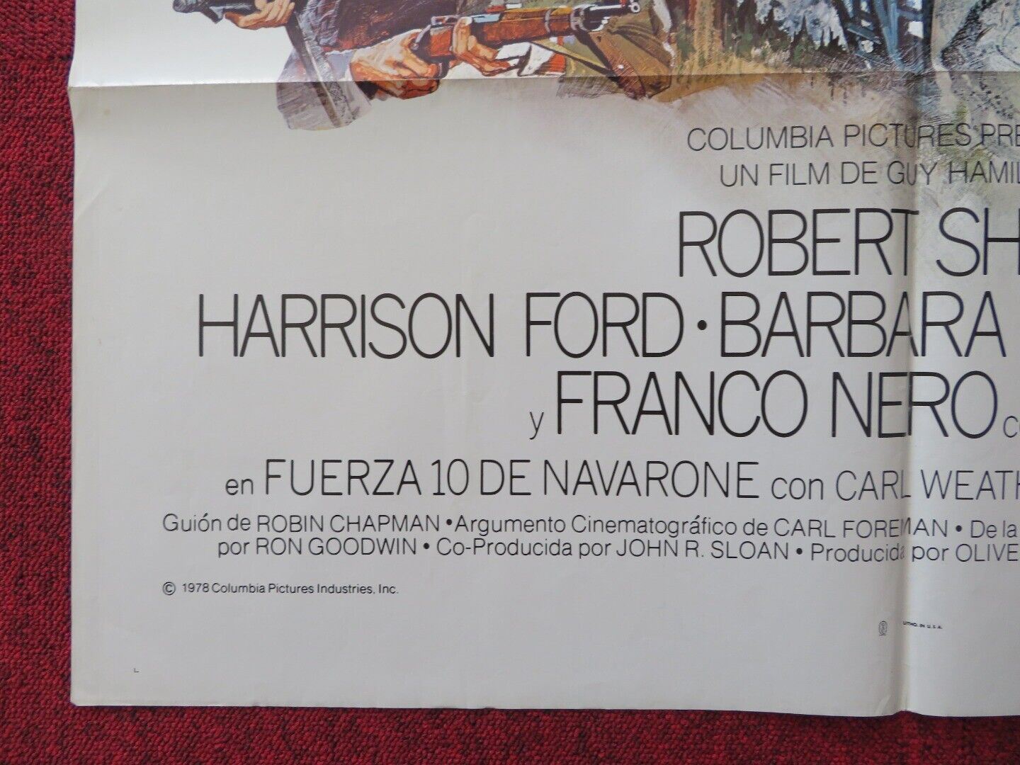 FORCE 10 FROM NAVARONE SPANISH ONE SHEET FOLDED POSTER HARRISON FORD ROBERT SHAW