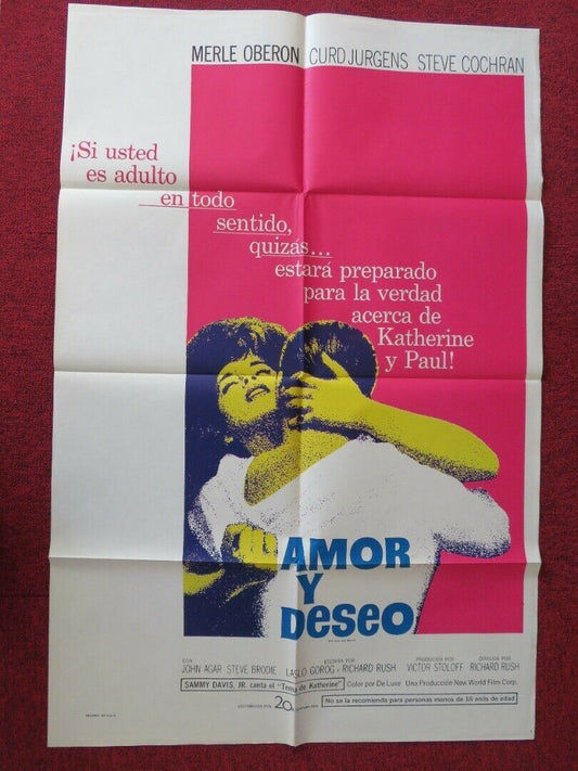 OF LOVE AND DESIRE SPANISH ONE SHEET FOLDED POSTER MERLE OBERON STEVE COCHRAN