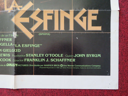 SPHINX SPANISH ONE SHEET FOLDED POSTER LESLEY ANN DOWN FRANK LANGELLA 1981