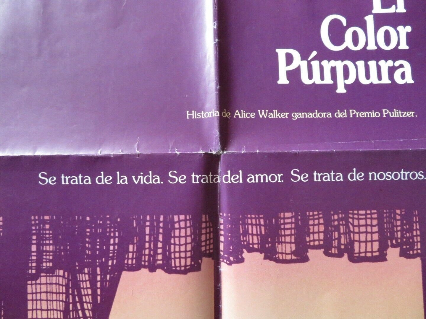 THE COLOR PURPLE SPANISH ONE SHEET FOLDED POSTER SPIELBERG DANNY GLOVER 1985
